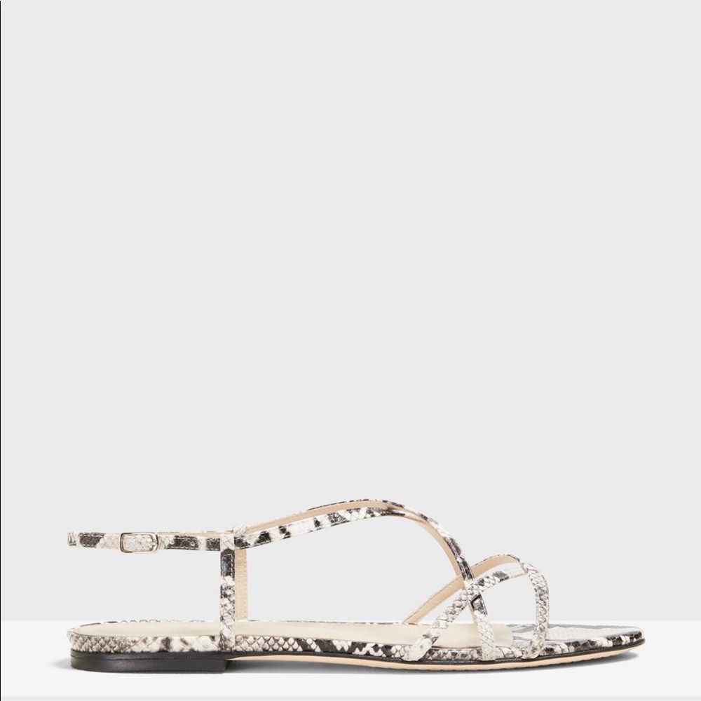 Theory Strappy Flat Sandal In Python Print Leather